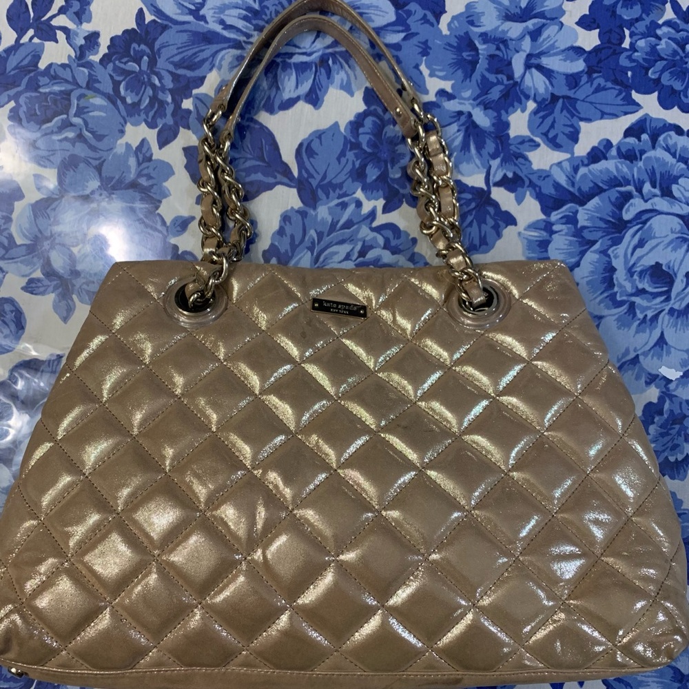 Kate Spade Elegant Quilted Tan/ Gold Tote